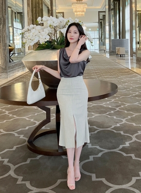 韓国 ブロックチェック スリット マーメイドスカート おしゃれ ブロックチェックスリットマーメイドスカート – ByU