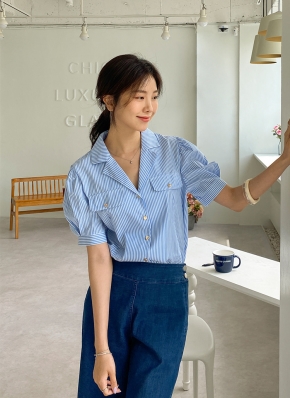 TICCA　パイルバックロゴ　オープンカラー　ストライプシャツ 美品 限定品 TICCA パイルバックロゴ オープンカラー ストライプ