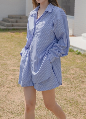 ёра epa ストライプシャツ、パンツ セットアップ ルーズストライプ