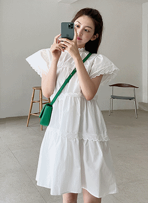 イエロー ノースリーブ ロングワンピース 刺繍 タッセル ティアード　コットン 1402658_20951990_k3.gif