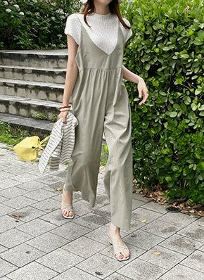 Vネックワイドオールインワン・全2色 | レディースファッション通販