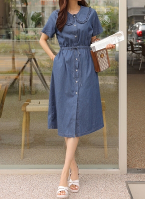 【新品・未使用】épine フリルワンピース デニム frill one-piece blue denim | épine