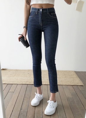 サイドスリットスキニーデニムパンツ | レディースファッション