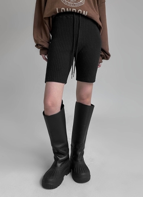 バイカーニットパンツ　ブラックS STYLEMIXER ニットバイカーパンツ BLK -ファッション通販