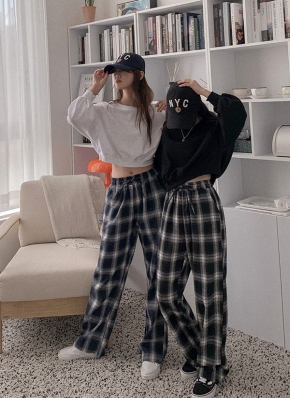 オンブレチェックワイドパンツ・p419960