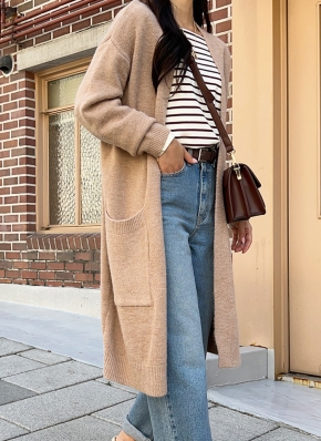 【美品】プラステ　ロングカーディガン　ロングガウン　ボタンレス　羽織　ポケット