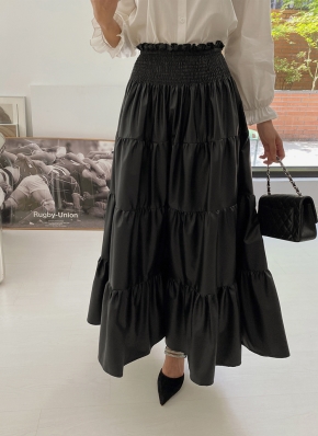 フェイクレザーティアードスカート | レディースファッション通販