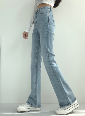 ハイウエストスリムフレアデニムパンツ | レディース