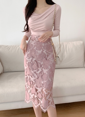 DOLCE&GABBANA フローラルレース ハイウエスト タイトスカート 1472368_21409529_k3.jpg