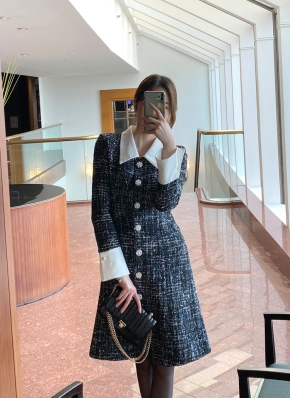 配色カラーツイードワンピース | レディースファッション通販