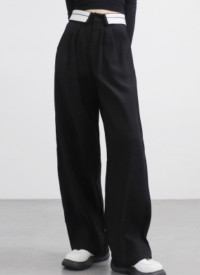 standalone ウエスト折り返しパンツ ウエスト折り返しワイドスラックスパンツ | レディース