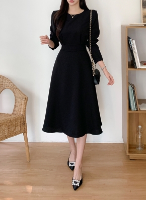 蝶々バックルベルト付 レース袖 フレアワンピース S〜XXL Lace Ladies ドレス 花柄総レースロング丈フレアワンピース