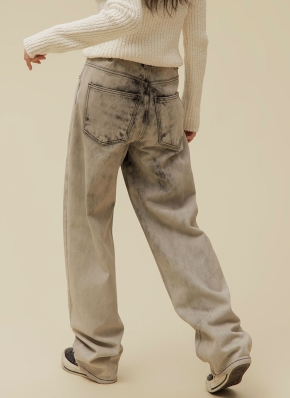 ケミカルウォッシュグレーデニムパンツ | レディース