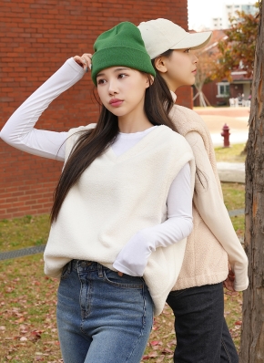 フリース Vネック ノースリーブ ベスト Vネックフリースベスト | レディースファッション通販 - DHOLIC