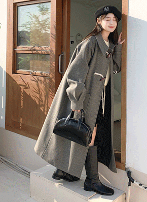 キルティング裏地ロングダッフルコート | レディースファッション通販