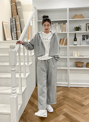ピンタック裏起毛ワイドスウェットパンツ（スウェットパンツ