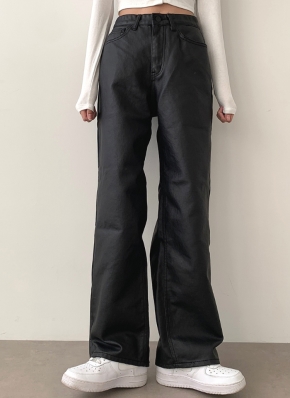 光沢感 個性派デニム ワイドフレアパンツ コーティング 韓国n795 1530713_21701279_k3.jpg