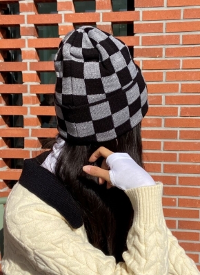 ブロックチェックニットビーニー | レディースファッション通販 - DHOLIC