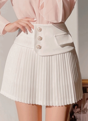 パール調ボタンプリーツスカートパンツ | レディースファッション