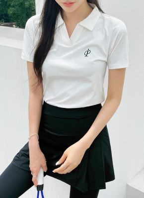 PオープンカラースリムTシャツ | レディースファッション通販 - DHOLIC