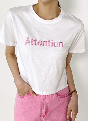 Attention刺繍クロップドTシャツ | レディースファッション通販 - DHOLIC
