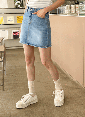 CHEEZE˓˓༼ˀᵕ̈༽ デニムスカート　FREEサイズ ミリタリー アメカジ Crash Damage Denim Skirt / クラッシュダメージデニムスカート