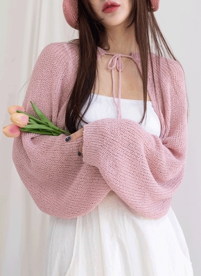 ストラップネックルーズボレロカーディガン | レディースファッション