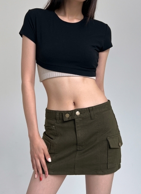 ドルガバ　ミニ丈Tシャツ DOLCE&GABBANA ドルガバ ロゴプレート コットン Tシャツ (Dolce