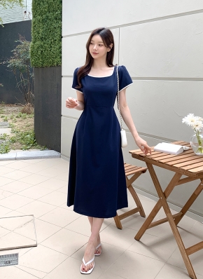 アリア スクエア 配色 ワンピース 2024 Spring/Summer 【Aqua】サイド配色ワンピース【5132790