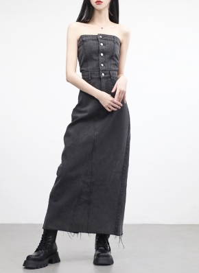 ワンピース チューブトップ パフスリーブ お洒落 韓国 L2396 ts02-2802-2807.jpg