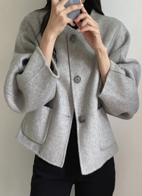 didot showroom ノーカラーウールジャケット　HANDMADE ウールライクノーカラージャケット - SOÉJU online store｜上質