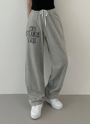 ピンタック裏起毛ワイドスウェットパンツ レディース
