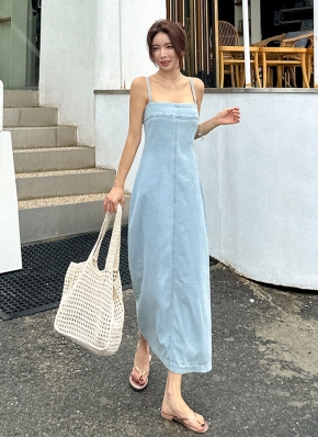 ロングデニムビスチェワンピース | レディースファッション通販 - DHOLIC
