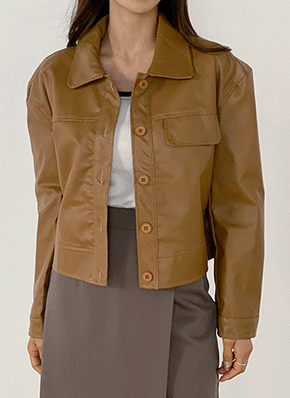 レザー調フラップカラージャケット | レディースファッション通販 - DHOLIC