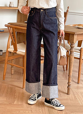 週末セール: 超美品！PLEATS PLEASE ロングデニムパンツ　3 KOBE LETTUCE デニムパンツ レディース ボトムス センタープレス