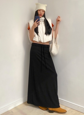 ストロベリーハット　ロングスカート ○販売終了・在庫限り○ どんな場面でも安心な 上質チノ カーキ