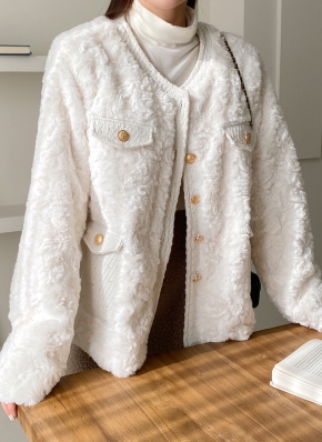 DHOLIC キルト裏地エコファーツイードジャケット・p292544 再入荷*キルト裏地エコファーツイードジャケット | レディース