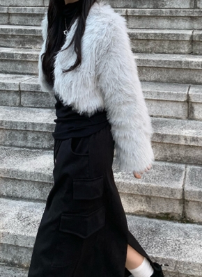 【お値下げしました！】内側レースのロイヤルチエ　ファーボレロ お値下げしました！】内側レースのロイヤルチエ ファーボレロ 新品