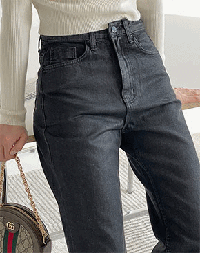 ワイドブラックコーティングデニムパンツ | レディースファッション