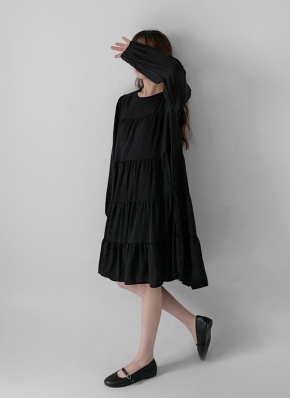 pomiii ティアードミニワンピース フロントホックティアードミニ