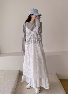 レースレイヤードワンピース | レディースファッション通販 - DHOLIC