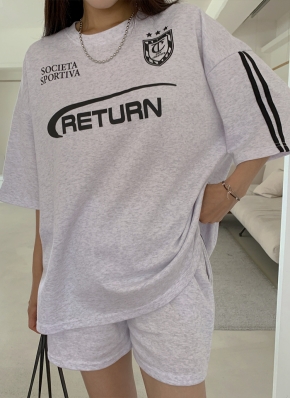 スポーティーオーバーTシャツ&トラックショートパンツSET | レディース