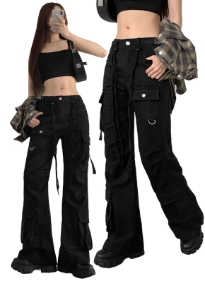 水色 カーゴパンツ フレア pourelles SAFIRA PANTS