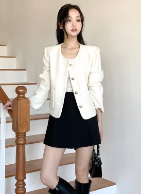 ラウンドパッチポケットツイードジャケット | レディースファッション