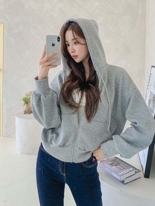 ギャザーヘムジップアップパーカー | レディースファッション通販 - DHOLIC