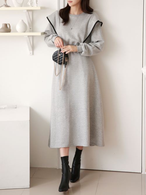 ★全3色★裏起毛 スウェット ワンピース フィッシュテール ☆全3色☆裏起毛 スウェット ワンピース フィッシュテール