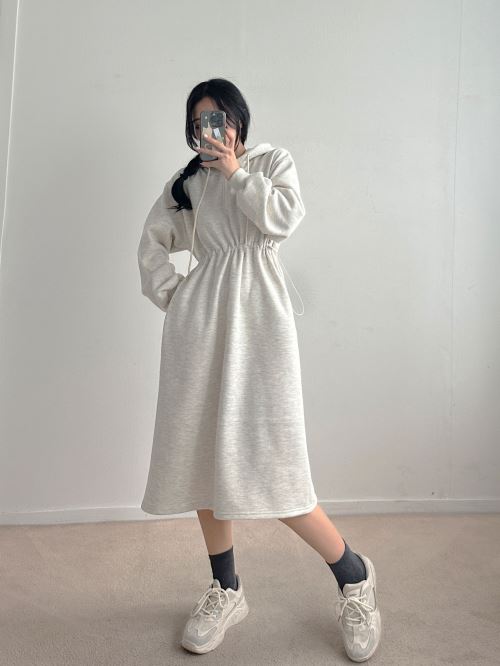 裏起毛ドローコードハーフジップパーカーワンピース | レディース