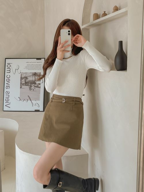 クロスベルト付パンツ裏地台形ミニスカート | レディースファッション