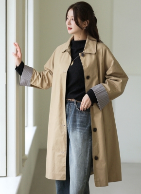 GIORGIO ARMANI ロングトレンチコート 裏地チェック/OW375 GIORGIO ARMANI ロングトレンチコート 裏地チェック/OW375