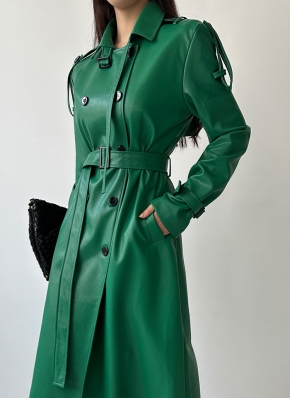 BALLY グリーン　カーキ　 レザー ロングコート ベルト付き 1867579_24601653_k3.jpg